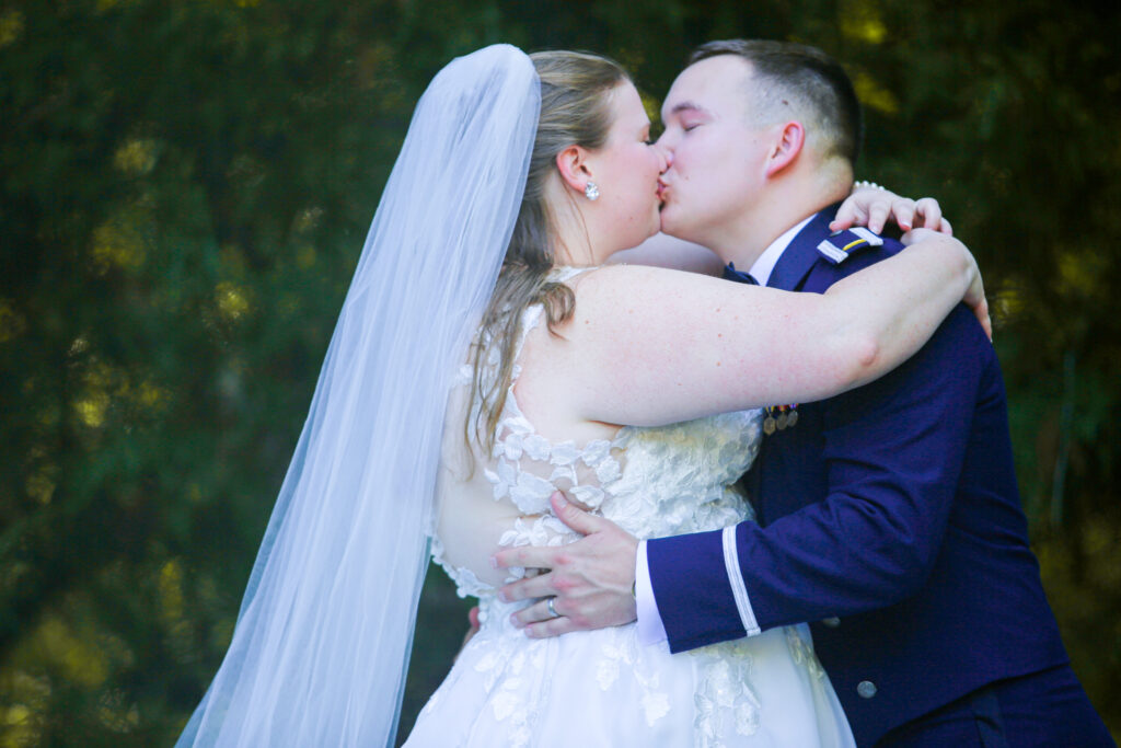First kiss at a North Carolina Wedding 