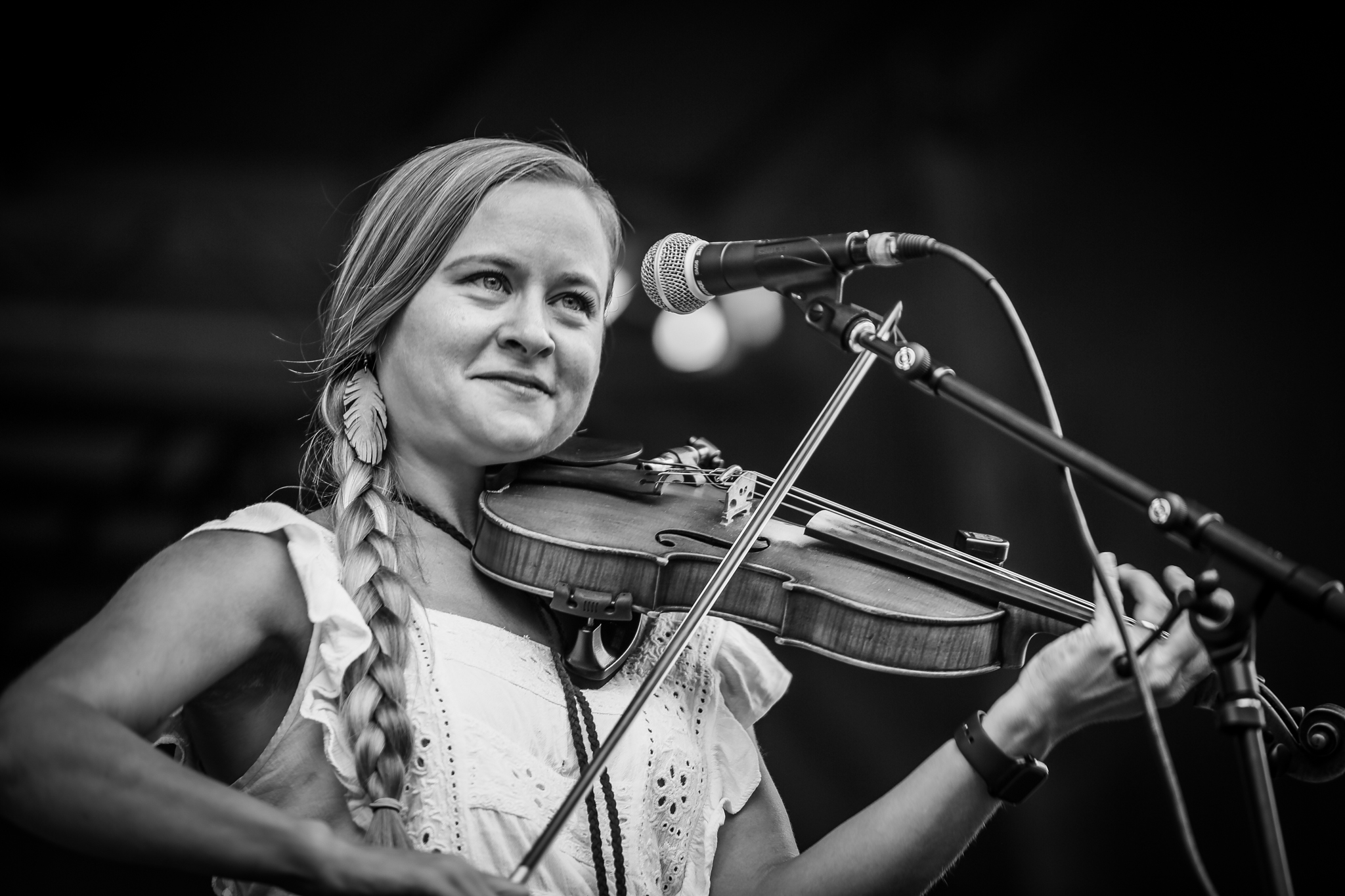 Hillary Klug is photographed at the 2023 IBMA's World of Bluegrass concerts.  
