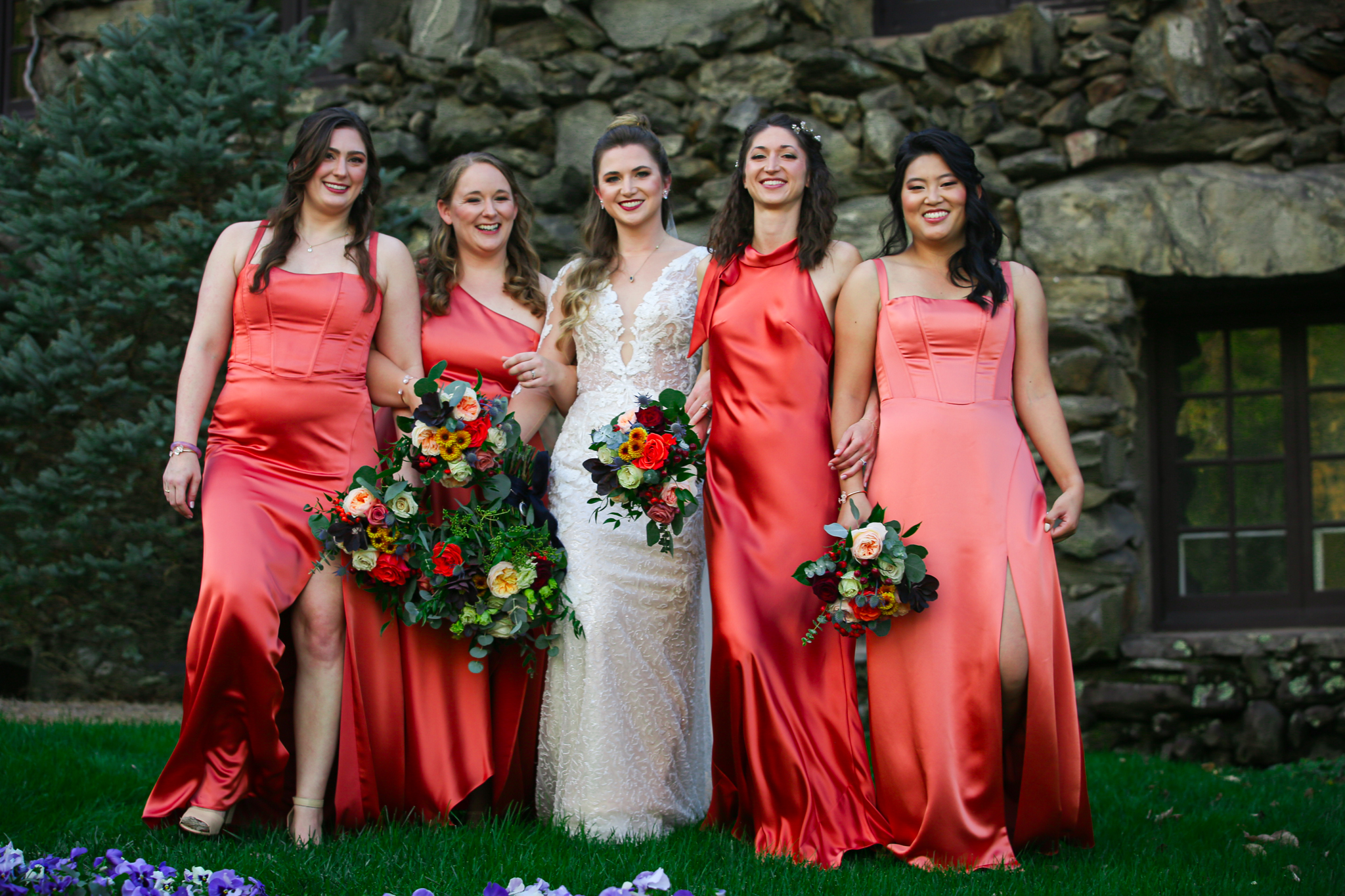 The Bridemaids look beautiful at one of Ashevilles many wedding venues, the grove park Inn.