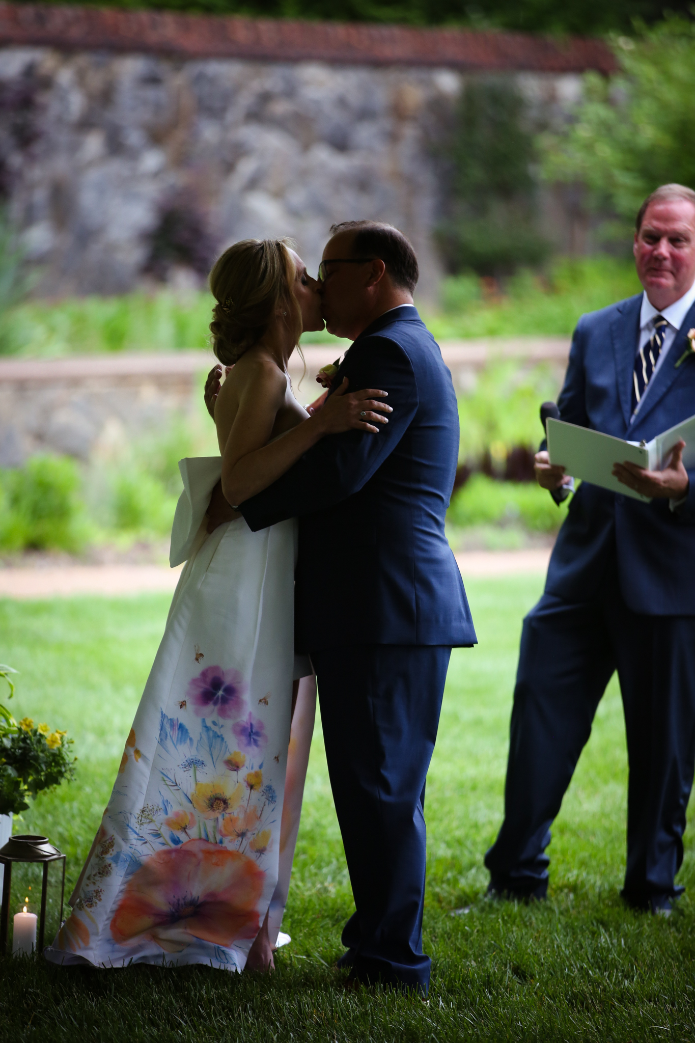 A bride and groom kiss for the first time at the Biltmore Wedding.