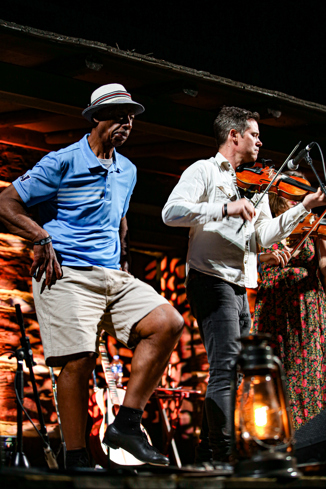 Arthur Grimes dances at the Cabin Stage at Merlefest