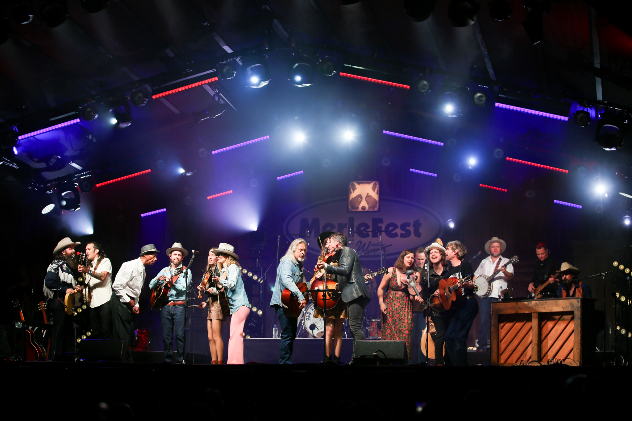 Old Crow Medicine Show brings up many performers to close out the first night at Merlefest.