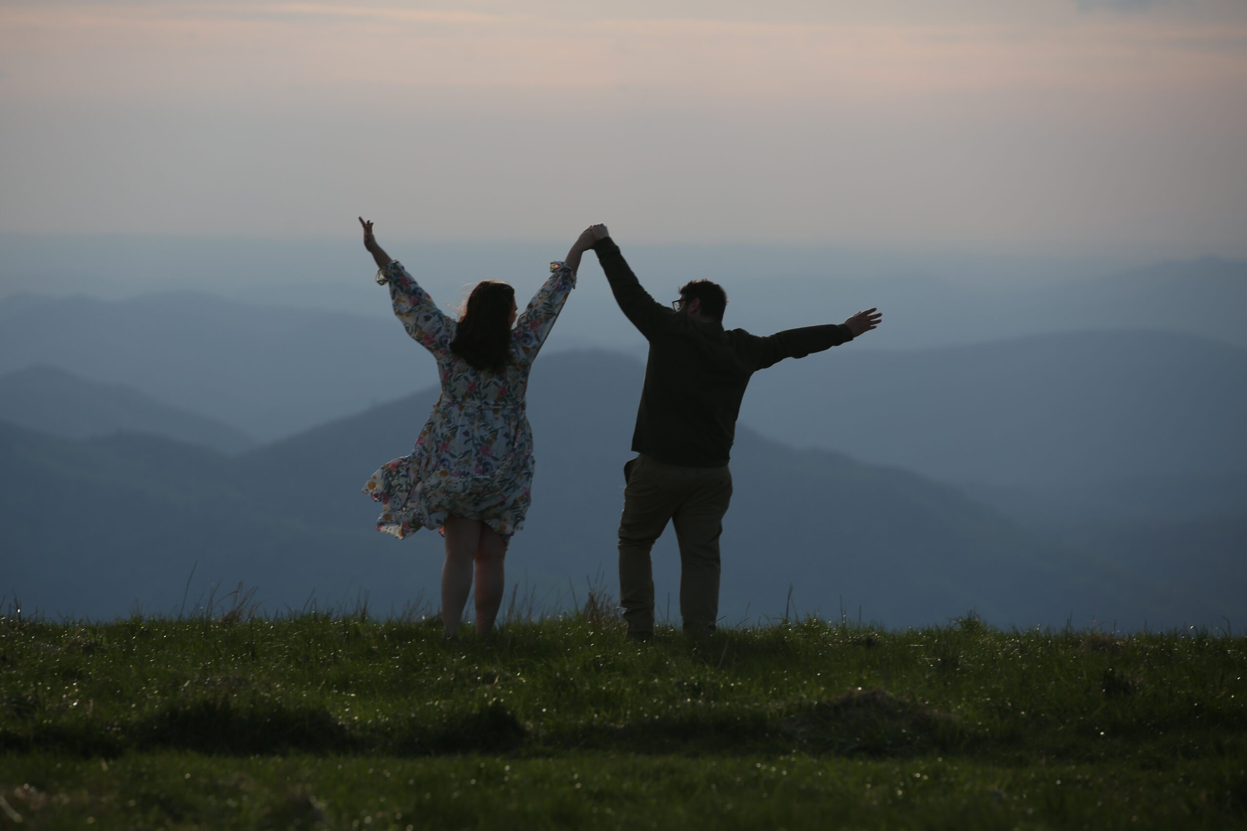 A couple gets engaged at Max Patch .