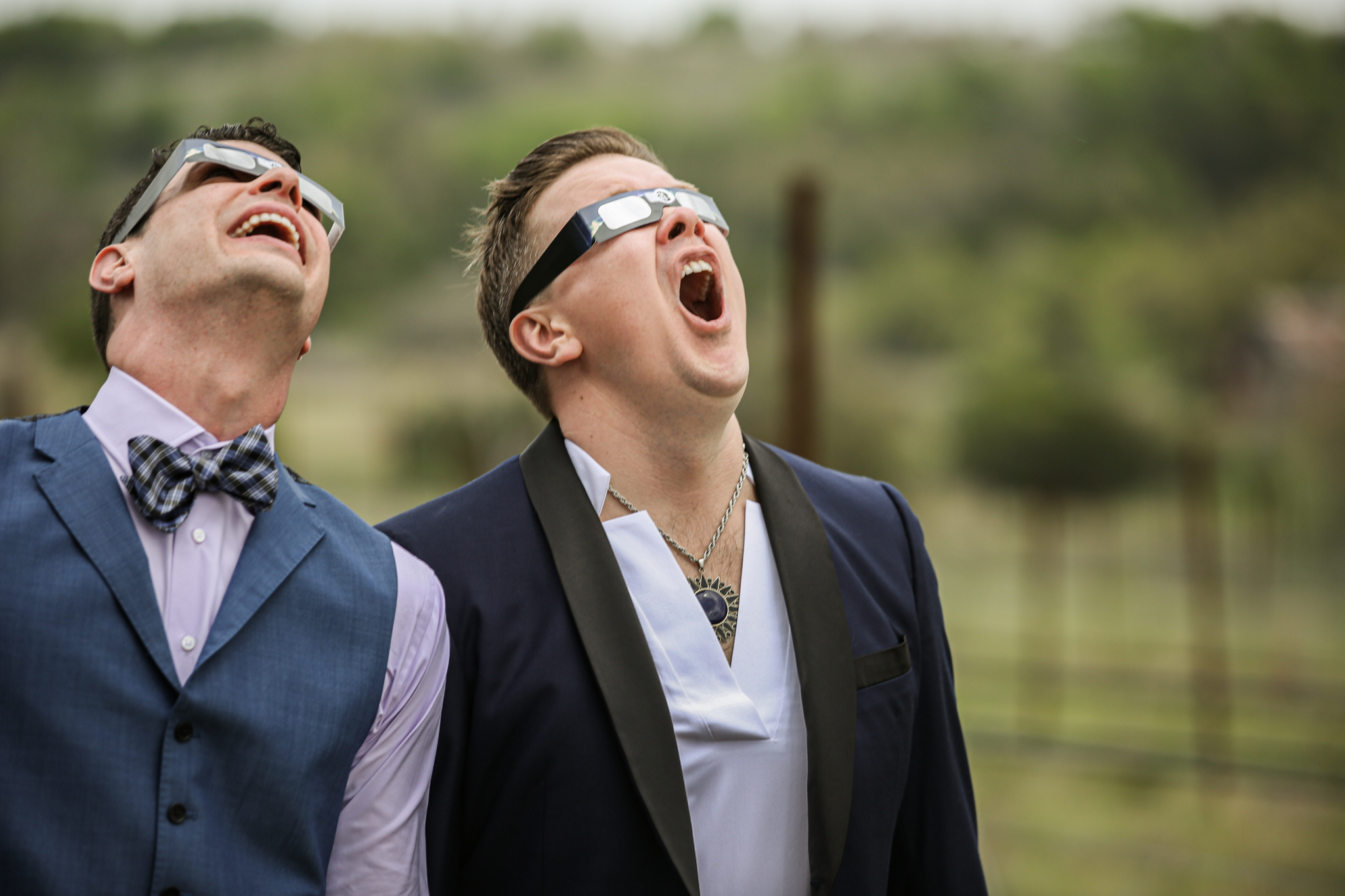 Wedding in Texas duding the solar eclipse. 